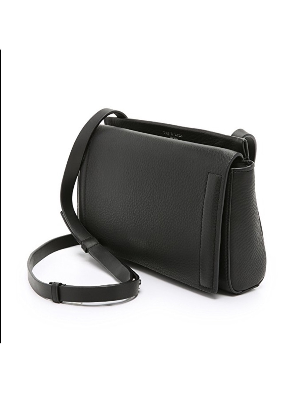 Rag & Bone black Aston Mini Crossbody bag purse Black pebbled leather